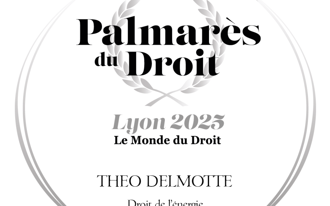 Maître Théo Delmotte reçoit le trophée d’argent en droit de l’énergie du barreau de Lyon